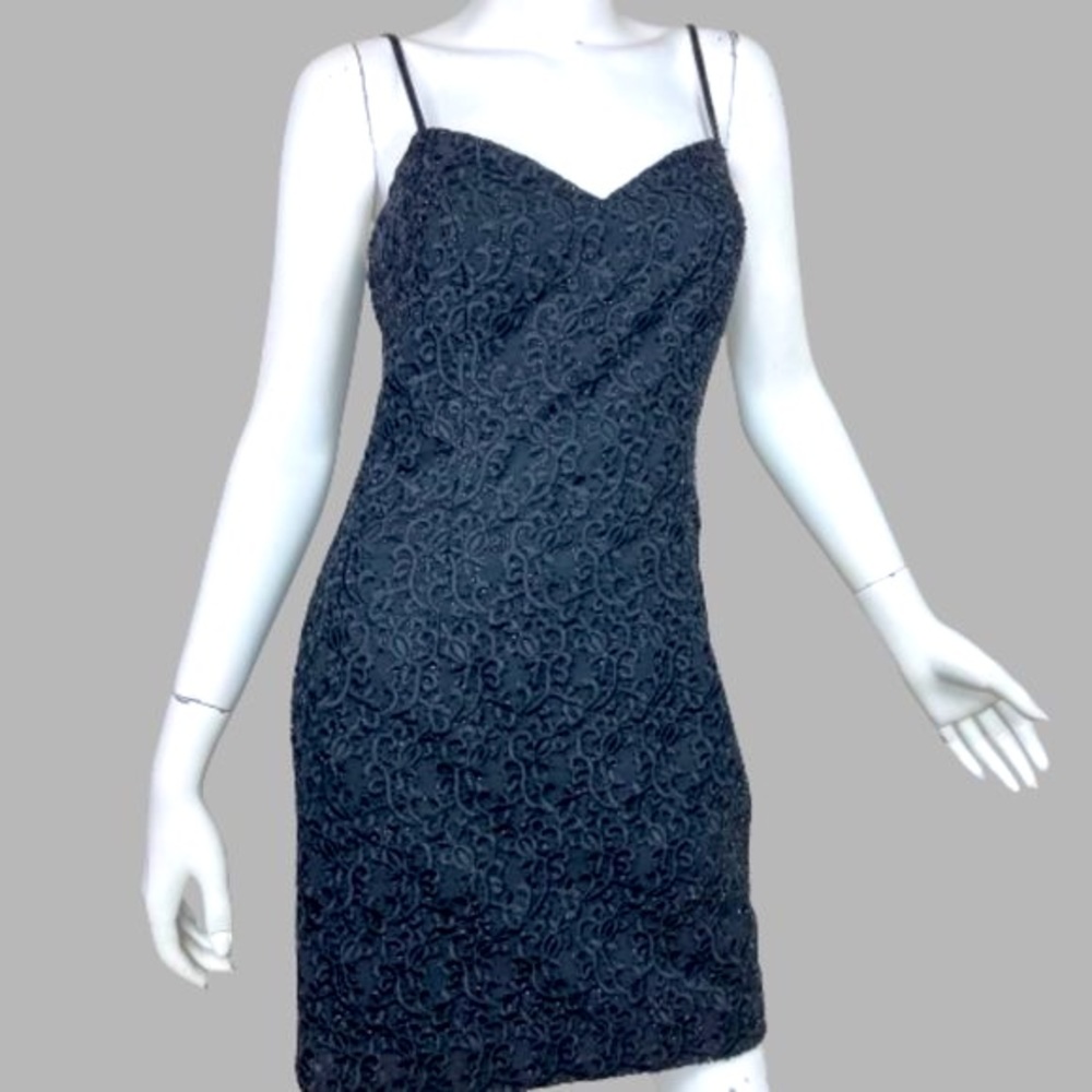 Oleg Cassini Beaded Little Black Dress